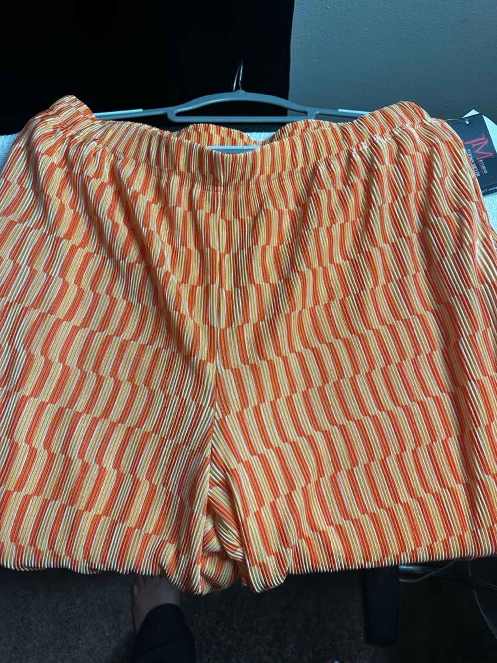 Elastic-Waist Wide-Leg Pants in Orange Stripe